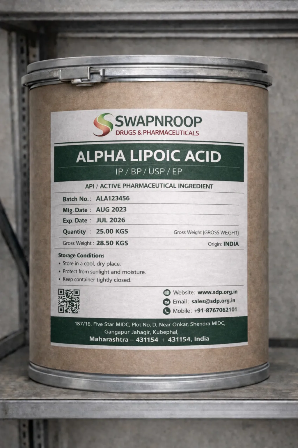 Alpha Lipoic Acid API Manufacturer in Maharashtra India